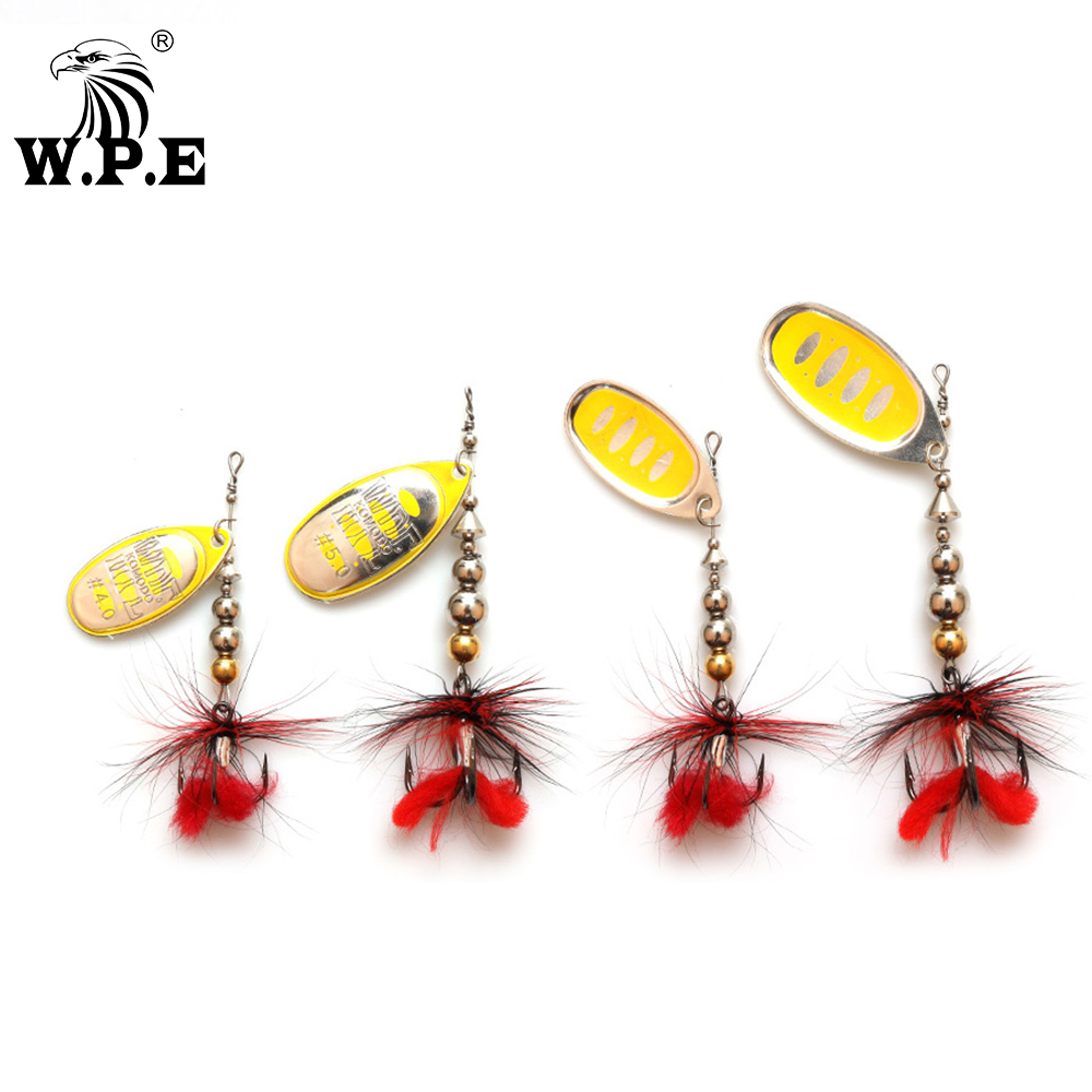 Fishing Equipment Brands - W.p.e-釣り用の新しいハードスプーンベイト,スズキや魚を捕まえるためのルアー,スピナー付き,トリプルフック,真ちゅう製,ウォブラー付き,1ピース,4 #/5 #