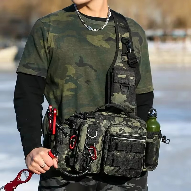 Fishing Equipment Bag - アウトドア戦術キャンプクライミングウエストスリングバッグクロスボディ釣り収納タックルバックパックトレッキングサイクリングハンティングファニーパック